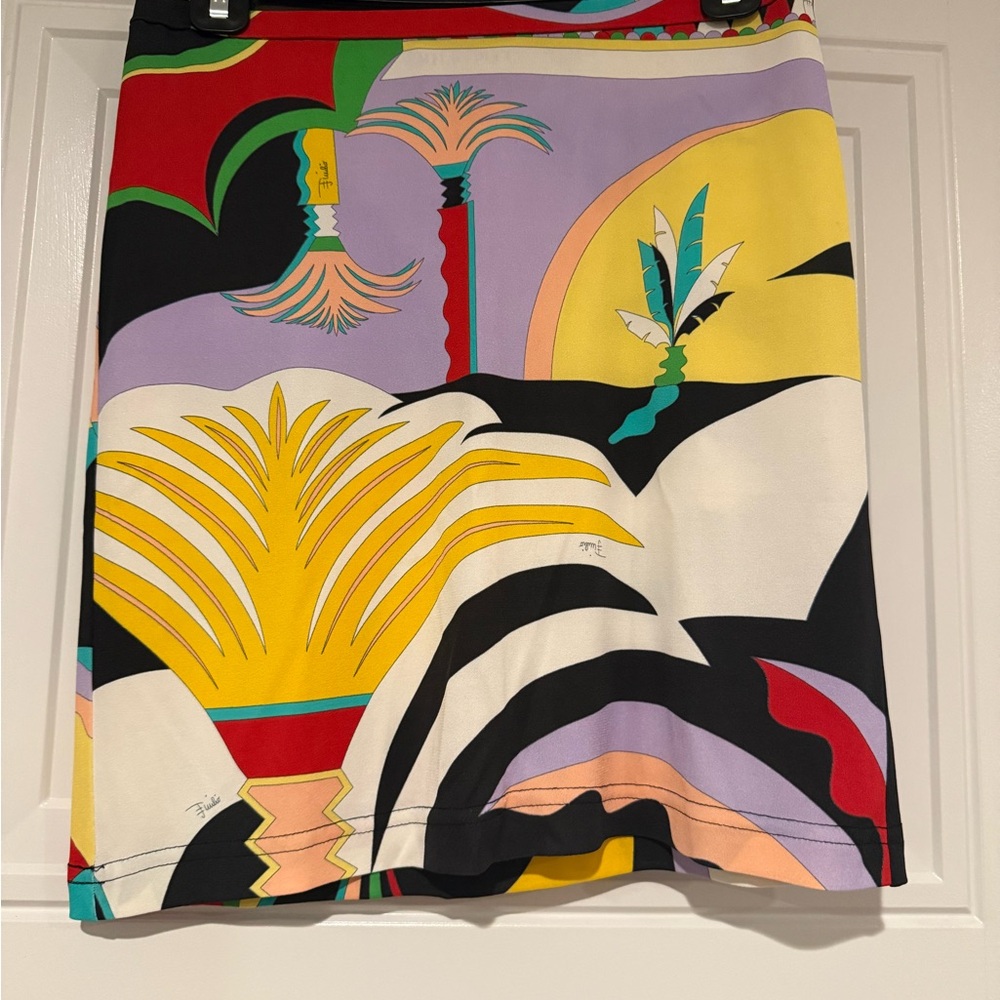 Emilio Pucci Multicolor Graphic Palm-Print Mini Skirt